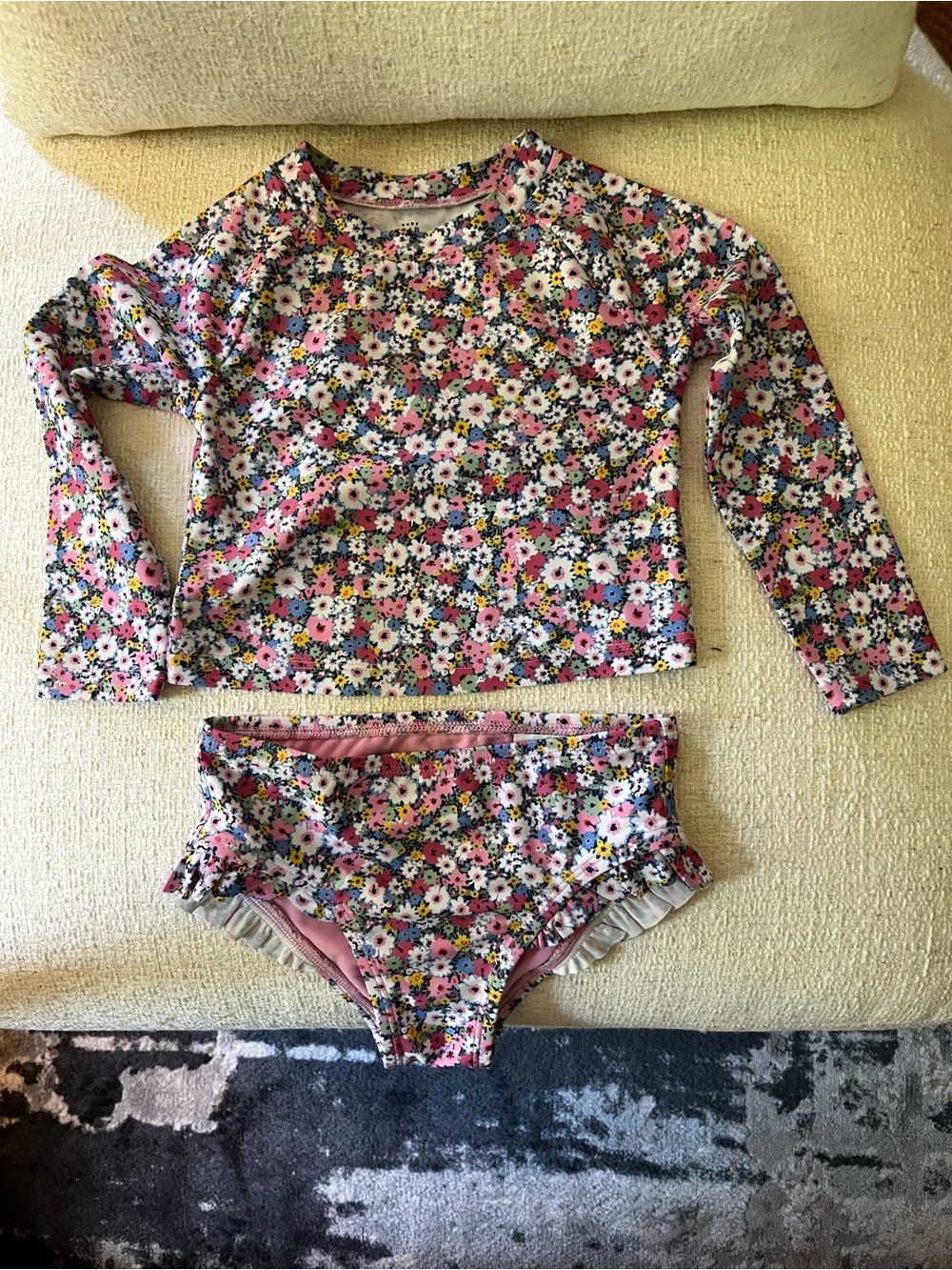 GAP Girls Floral Rash Guard swim suit set - Pink, White, Yellow, Green, Black